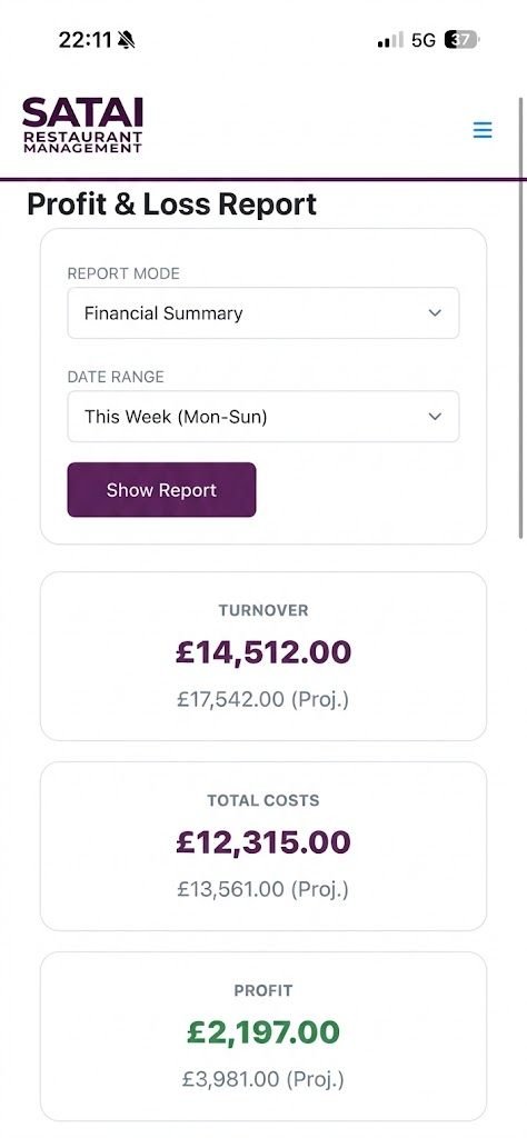 Daily profit and loss report on a phone